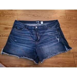 Terra & Sky High Rise Boyfriend Shorts Dark Wash Denim Plus Size 22W
